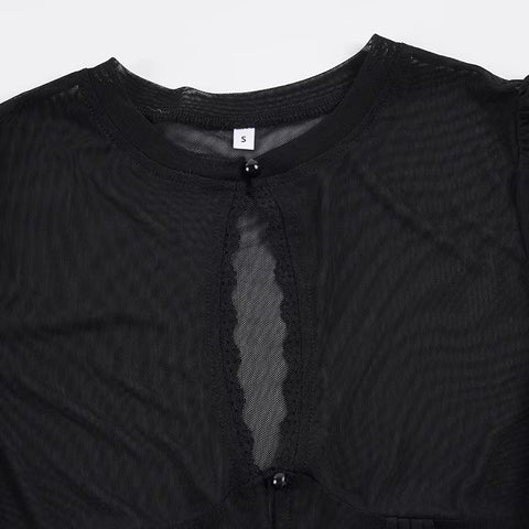 Sheer Lace Puff Top