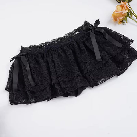 Lace Ruffle Mini Skirt