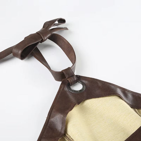 Faux Leather Halter Top