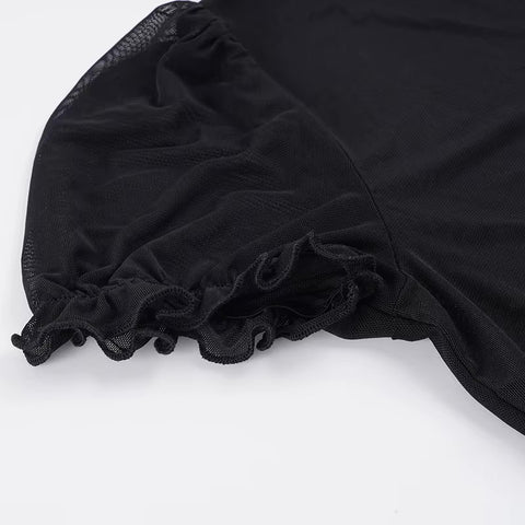 Sheer Lace Puff Top