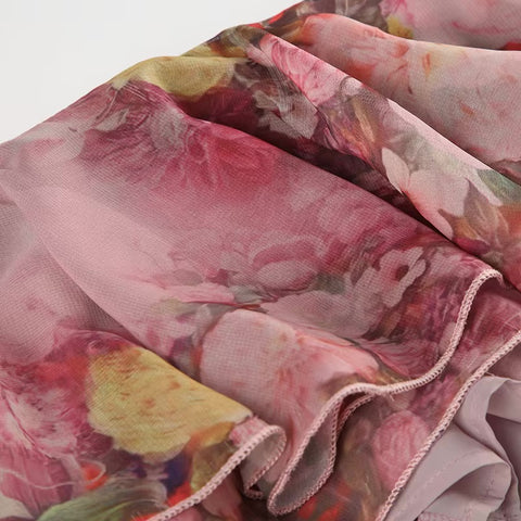 Floral Ruffle Maxi Skirt