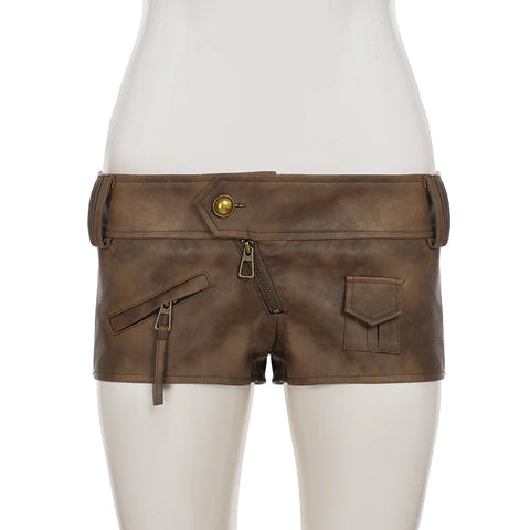 Low Rise Leather Shorts