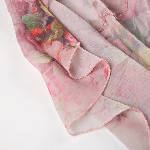 Floral Ruffle Maxi Skirt