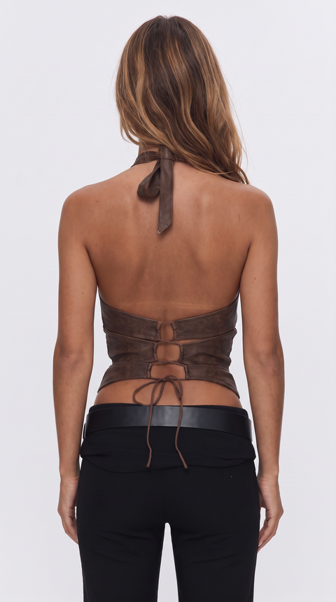 Faux Leather Halter Top